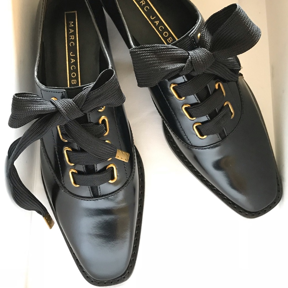 Marc Jacobs Black Leather Oxfords Brogues Size 5